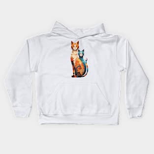 Gustav Klimt's Chromatic Whiskers: Colorful Cat Illustration Kids Hoodie